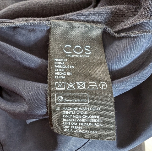 COS Woven-Knit Mix Dress small navy blue - Picture 10 of 12